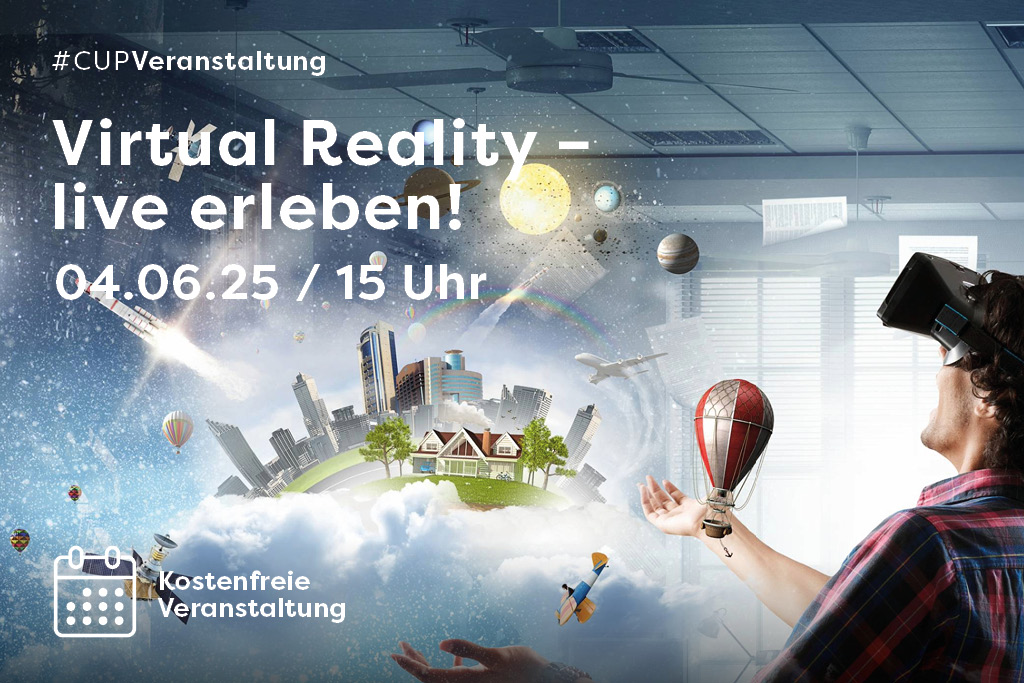 Mann mit 3D Brille, digitale Welt